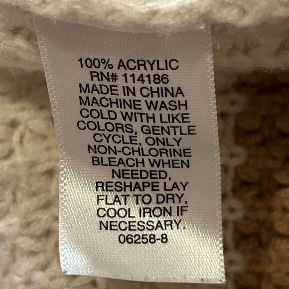 Arizona Jean Women XXL Acrylic Chunky Knit Pullover Oatmeal Striped Sweater - Picture 4 of 4